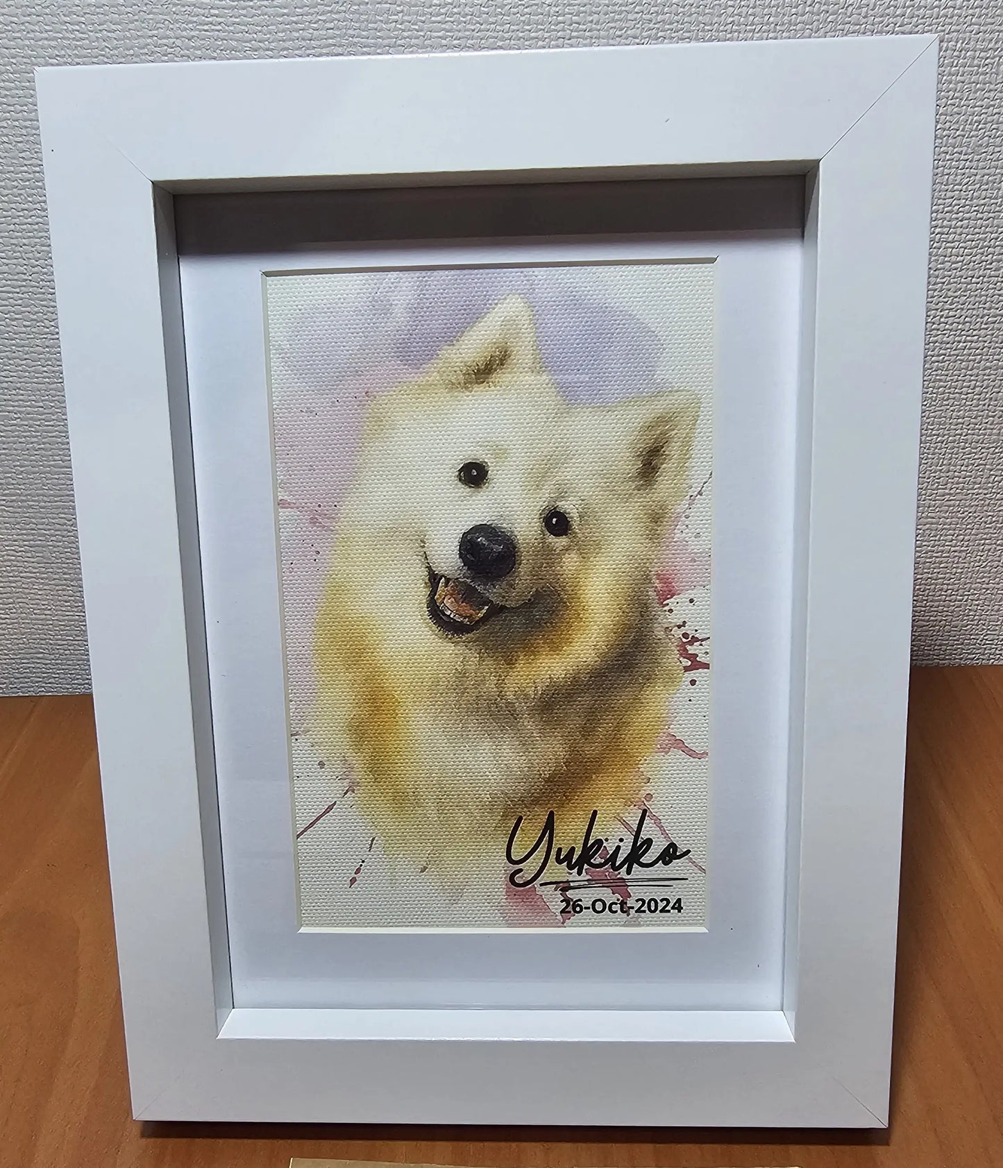Retrato Enmarcado Mascota Personalizado Estilo Acuarela