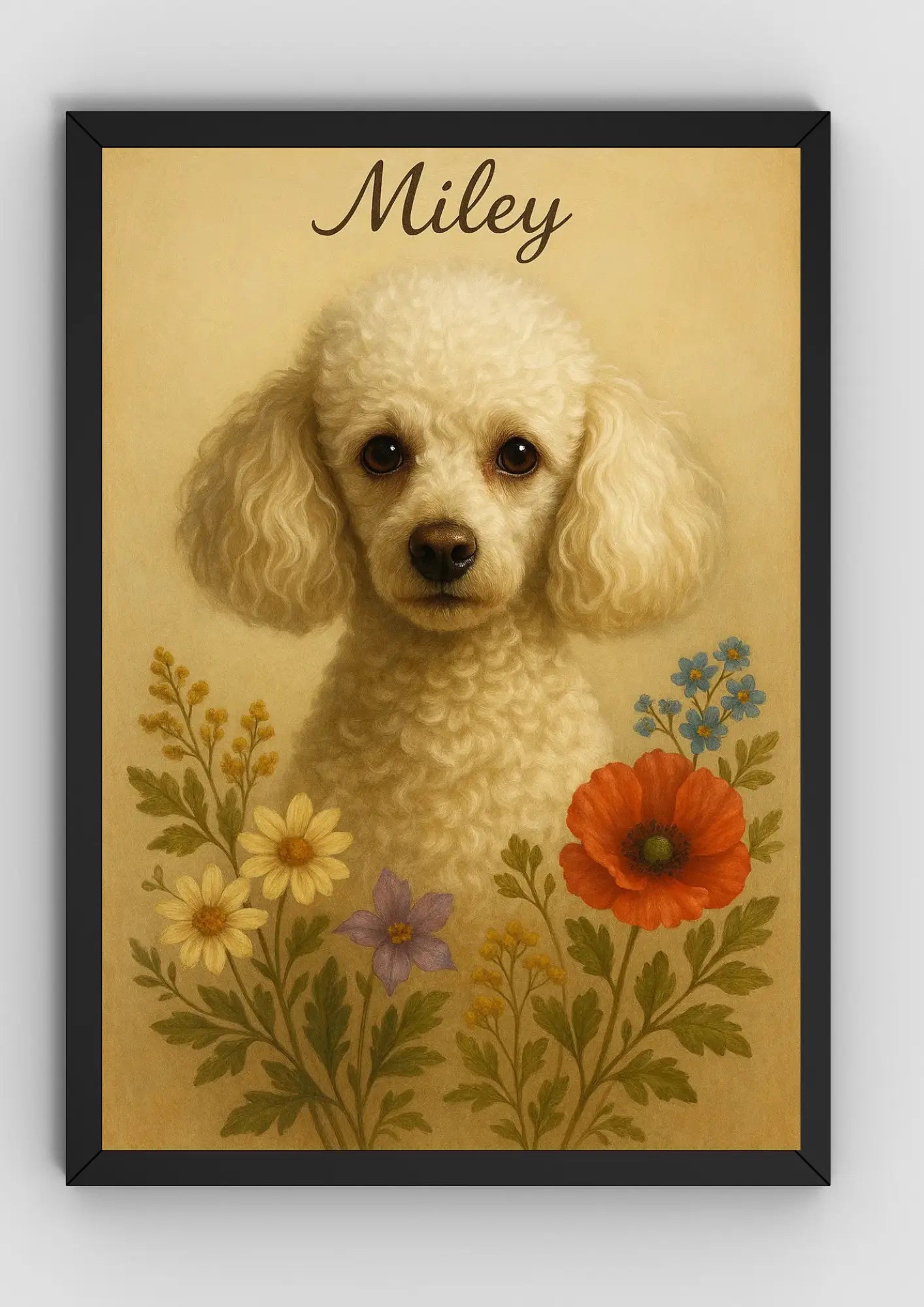 Retrato Mascota Personalizado Estilo Floral Realista