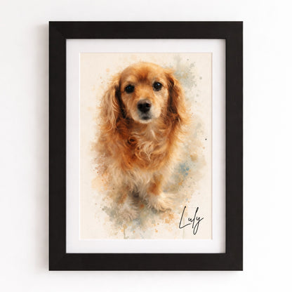Cuadro Personalizado de Mascota Acuarela