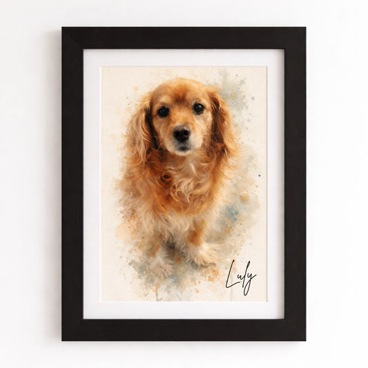 Cuadro Personalizado de Mascota Acuarela