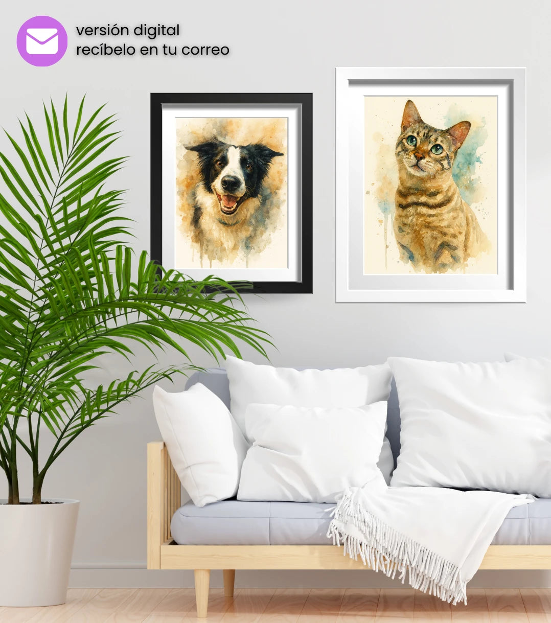 Retrato Digital de Mascota Estilo Acuarela