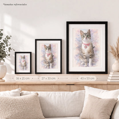 Cuadro Personalizado de Mascota Acuarela