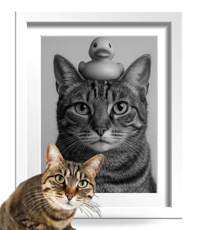 Retrato Enmarcado Mascota Decorativo para Baño – Toalla o Patito de Hule