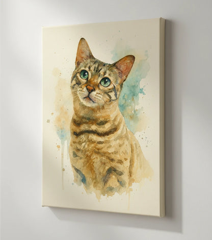 Retrato Enmarcado Mascota Personalizado Estilo Acuarela