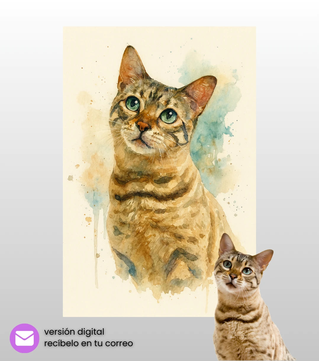 Retrato Digital de Mascota Estilo Acuarela