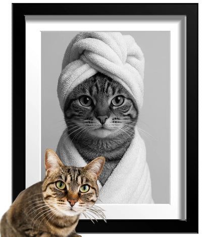 Retrato Enmarcado Mascota Decorativo para Baño – Toalla o Patito de Hule