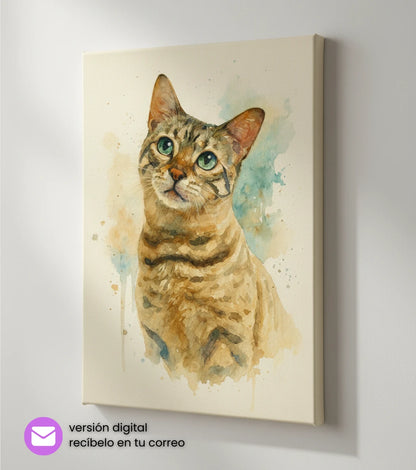 Retrato Digital de Mascota Estilo Acuarela