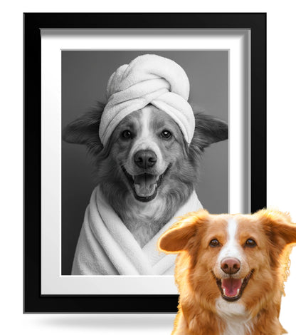 Retrato Enmarcado Mascota Decorativo para Baño – Toalla o Patito de Hule