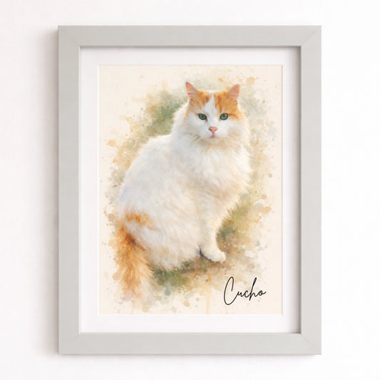 Cuadro Personalizado de Mascota Acuarela