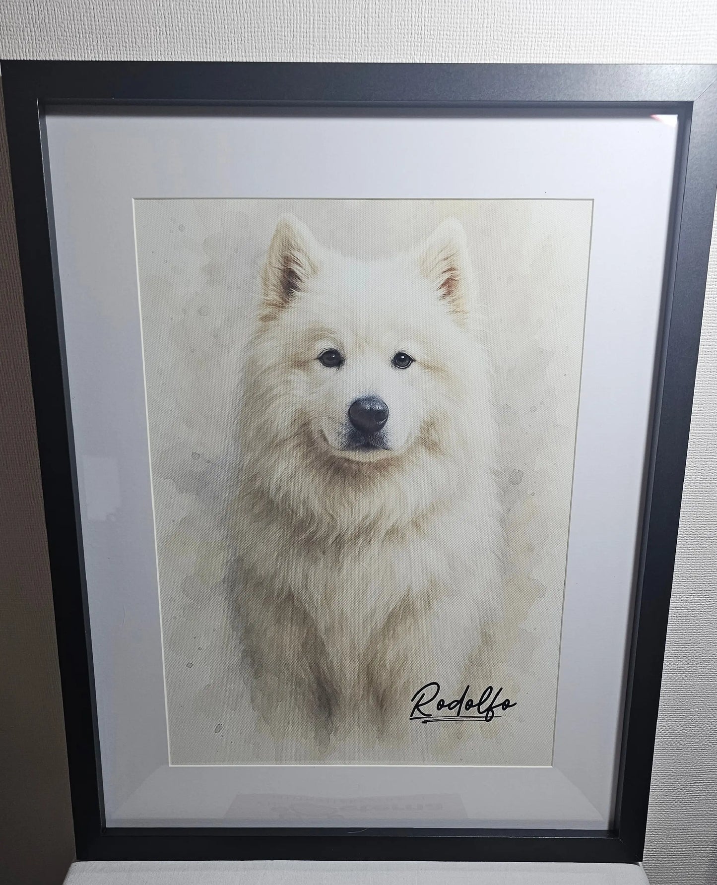 Retrato Enmarcado Mascota Personalizado Estilo Acuarela