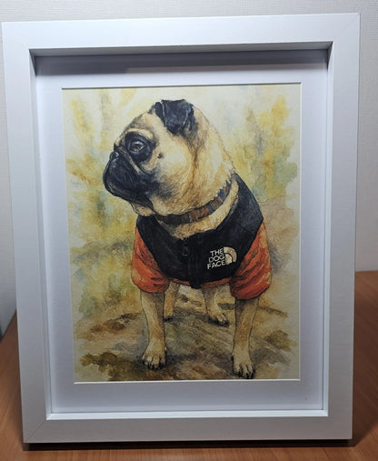 Retrato Enmarcado Mascota Personalizado Estilo Acuarela