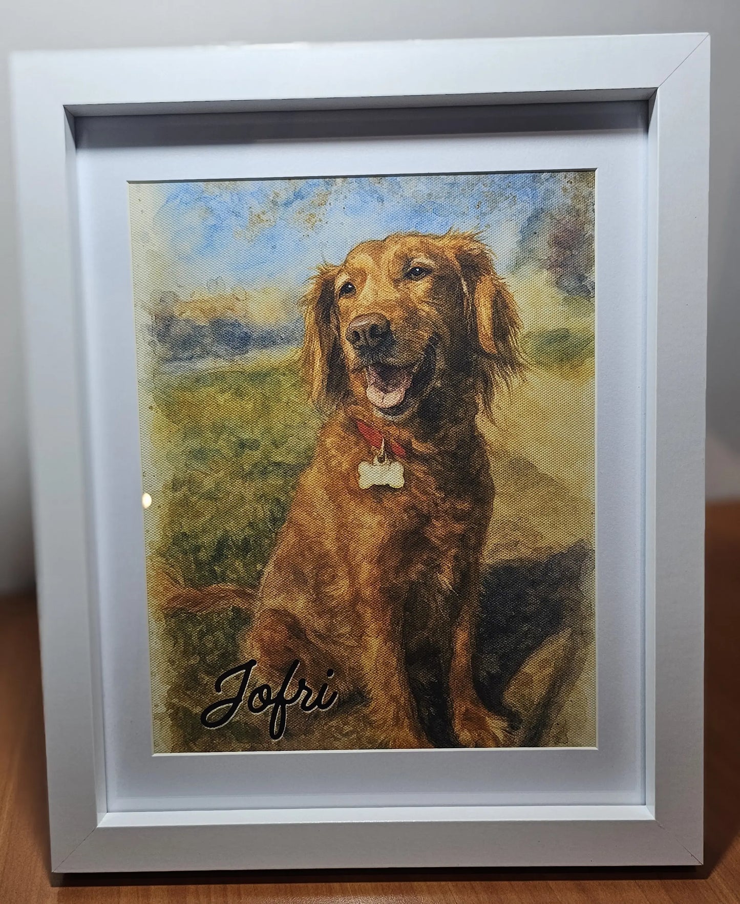 Retrato Enmarcado Mascota Personalizado Estilo Acuarela