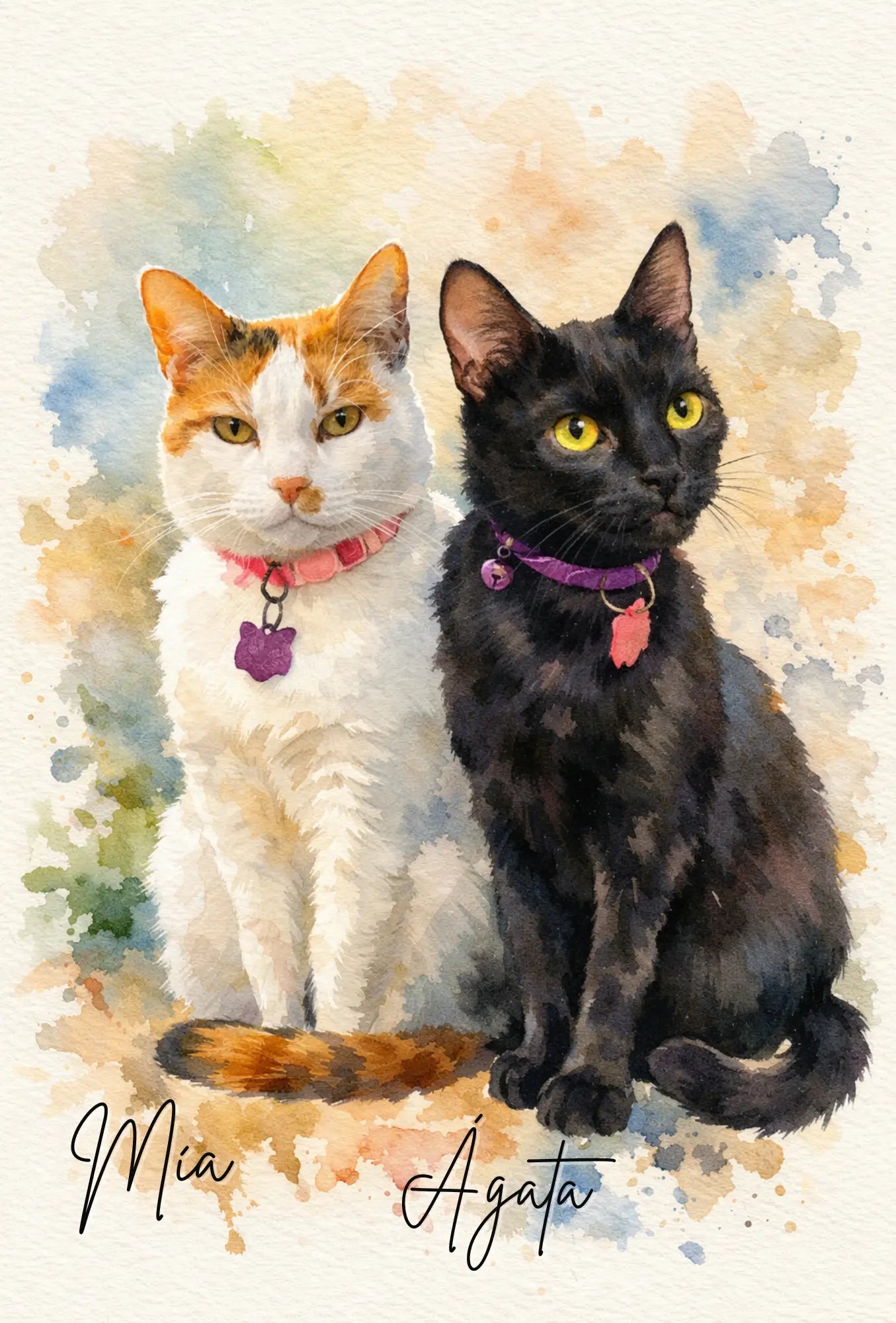 Retrato Digital de Mascota Estilo Acuarela