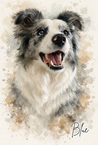 Retrato Digital de Mascota Estilo Acuarela