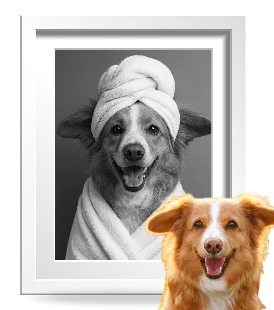 Retrato Enmarcado Mascota Decorativo para Baño – Toalla o Patito de Hule