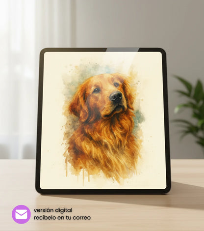 Retrato Digital de Mascota Estilo Acuarela
