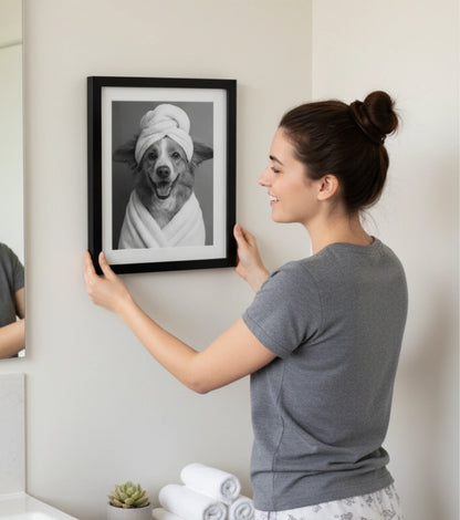 Retrato Enmarcado Mascota Decorativo para Baño – Toalla o Patito de Hule