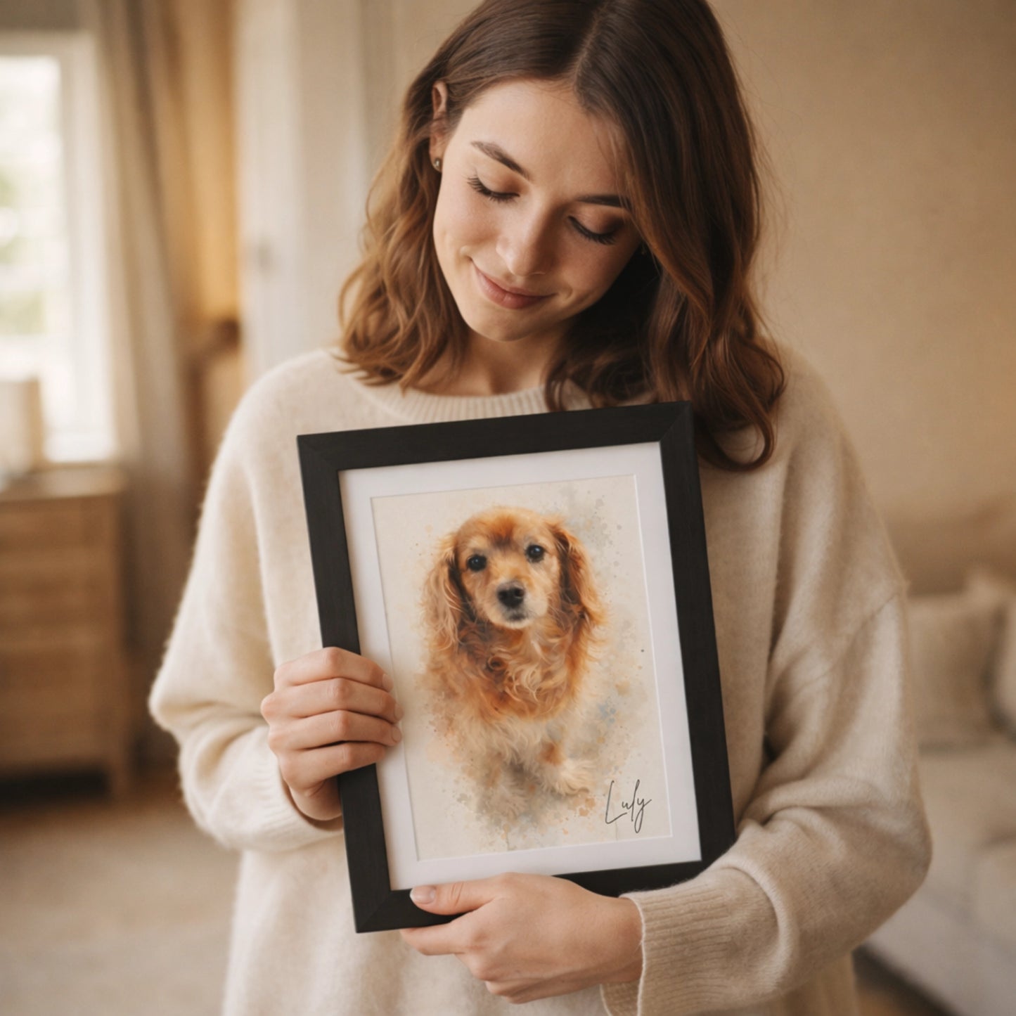 Cuadro Personalizado de Mascota Acuarela