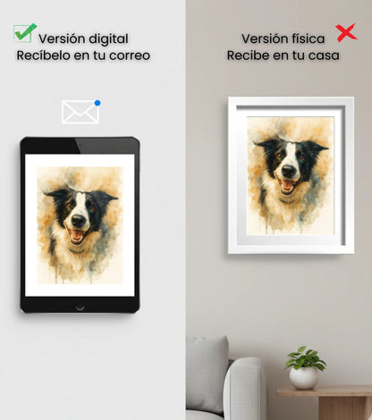 Retrato Digital de Mascota Estilo Acuarela