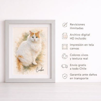 Cuadro Personalizado de Mascota Acuarela