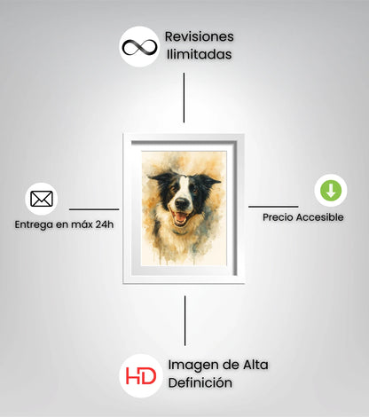 Retrato Digital de Mascota Estilo Acuarela