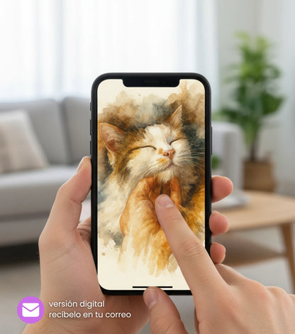 Retrato Digital de Mascota Estilo Acuarela