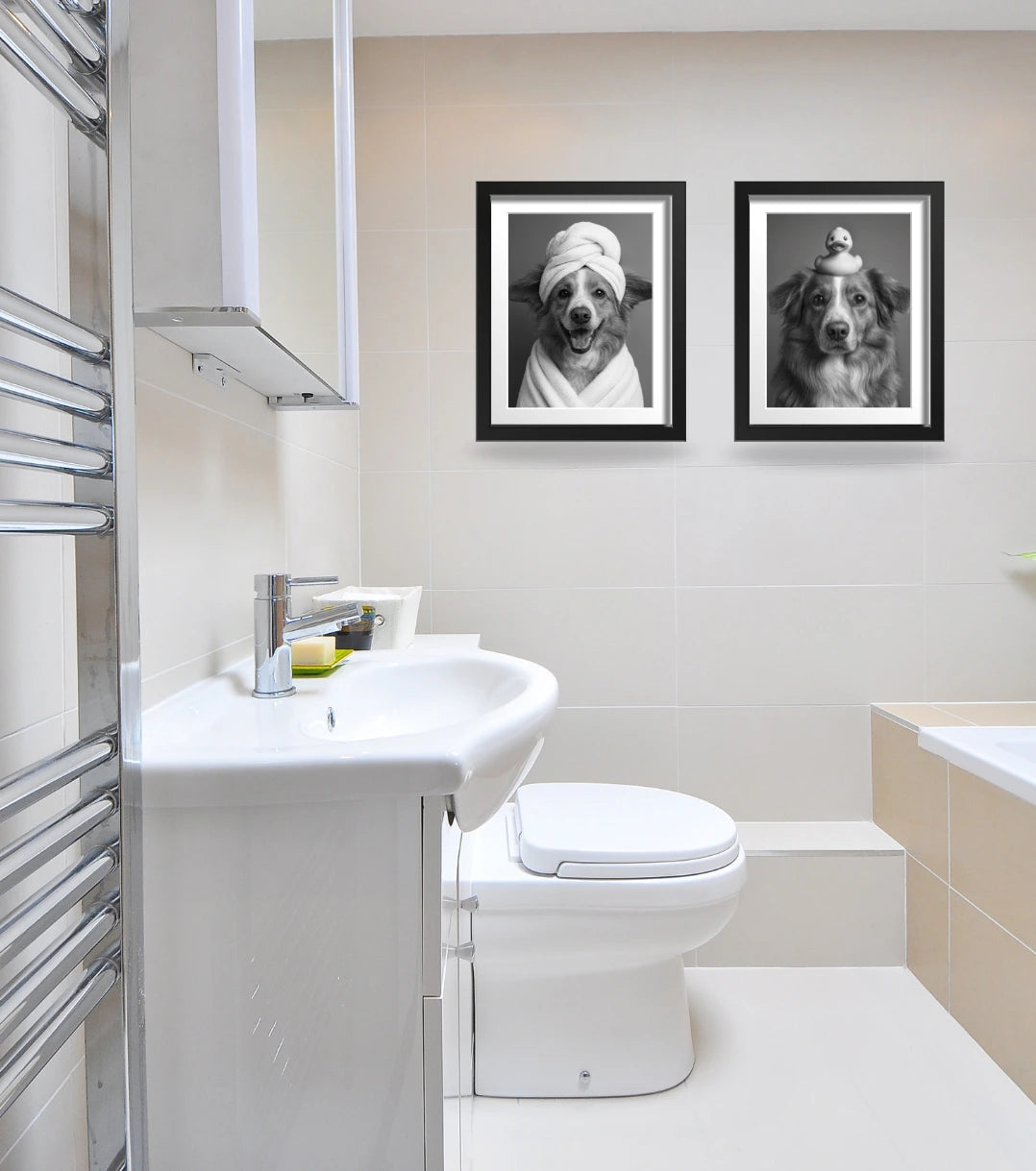 Retrato Enmarcado Mascota Decorativo para Baño – Toalla o Patito de Hule