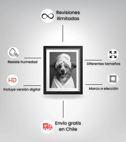 Retrato Enmarcado Mascota Decorativo para Baño – Toalla o Patito de Hule