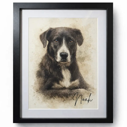 Retrato Enmarcado Mascota Personalizado Estilo Acuarela