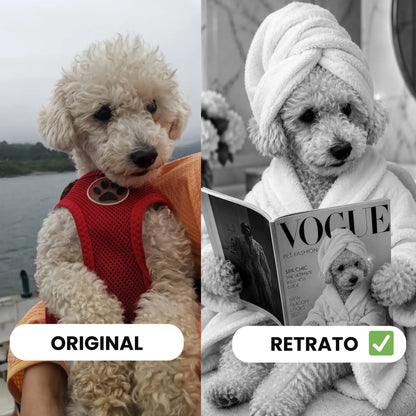 Cuadro Mascota Lectura Vogue Personalizado