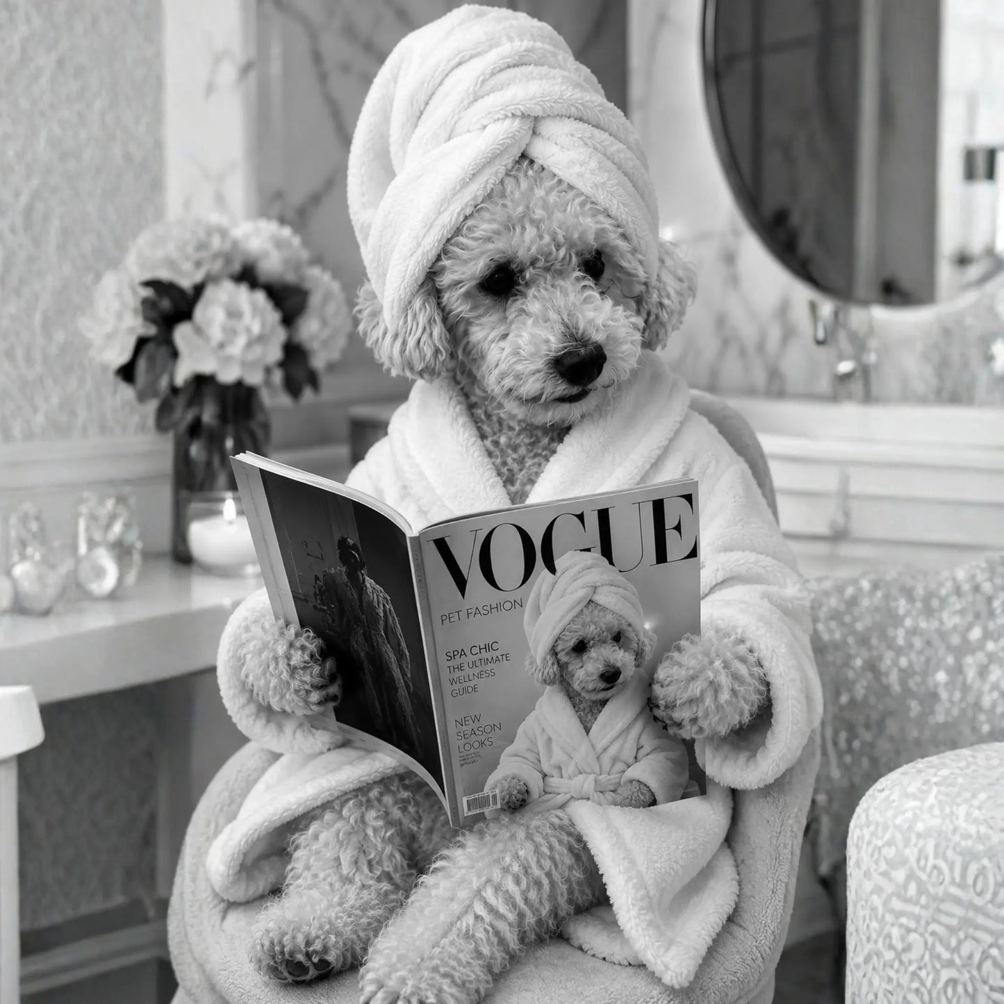 Cuadro Mascota Lectura Vogue Personalizado