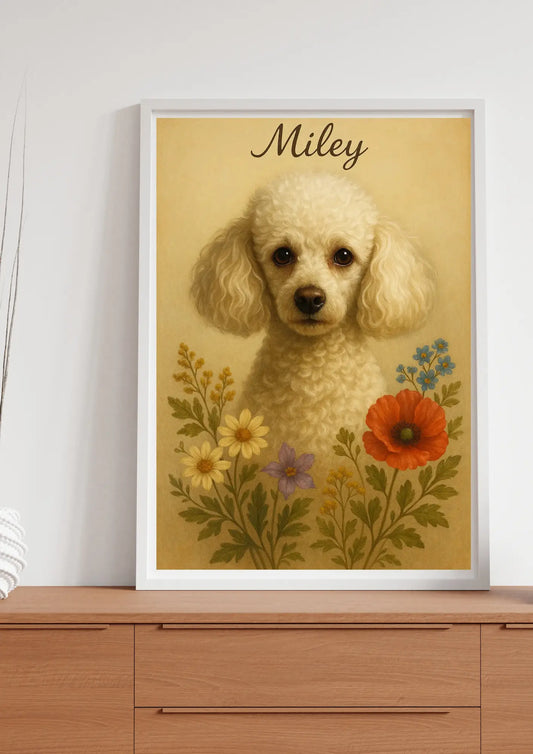 Retrato Mascota Personalizado Estilo Floral Realista