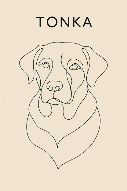 Retrato Mascota Personalizado Estilo One Line Minimalista
