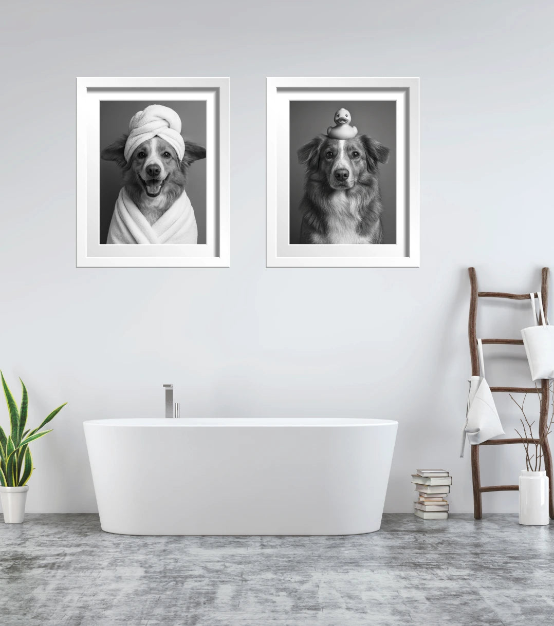 Retrato Enmarcado Mascota Decorativo para Baño – Toalla o Patito de Hule