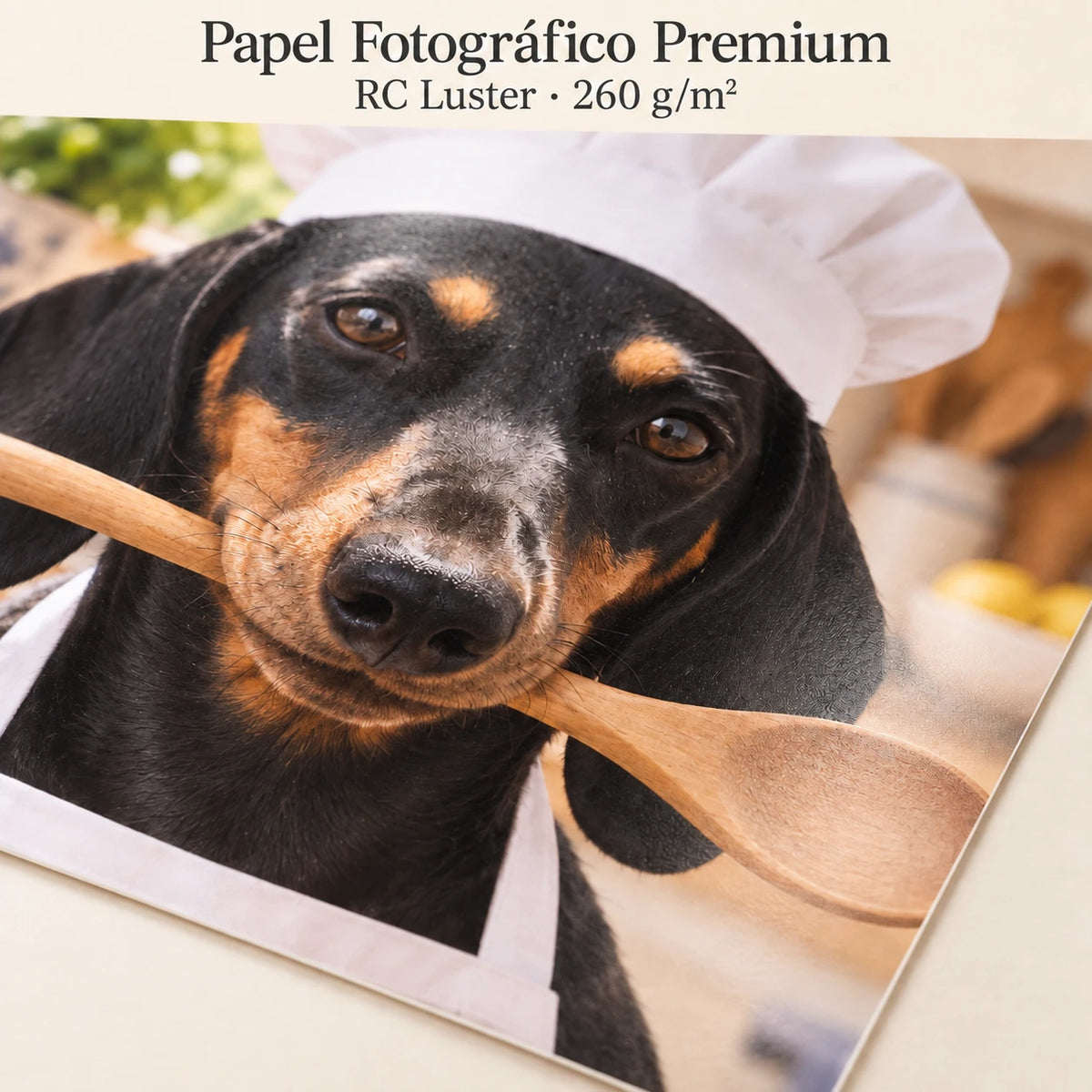Representación ilustrativa del retrato Chef con Cuchara sobre papel fotográfico RC Luster de 260 g/m².