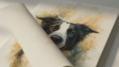 Retrato Enmarcado Mascota Personalizado Estilo Acuarela